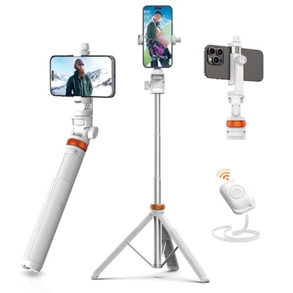 Tripod iPhone: EUCOS 62 Sturdy Selfie Stick Tripod with – Front View