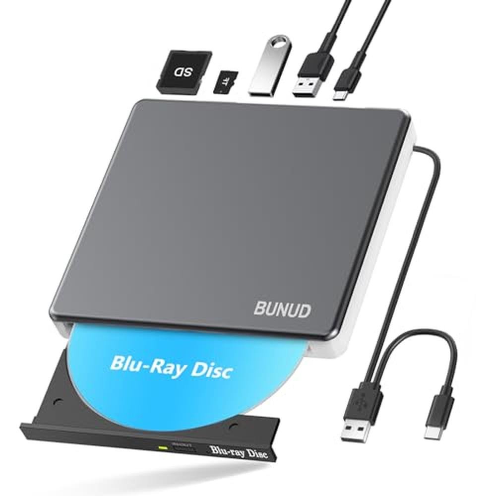 Blu Ray CD DVD Drive: External USB 3.0 Type C Blu Ray – Front View
