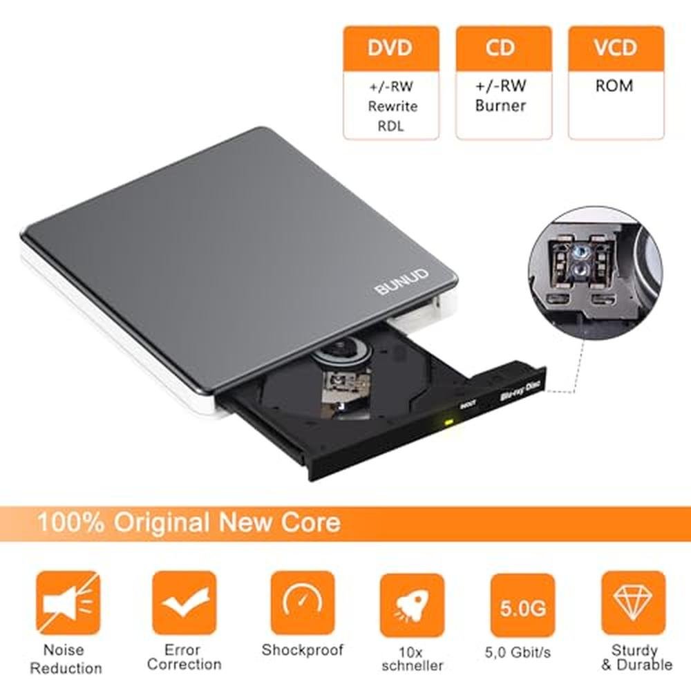 Blu Ray CD DVD Drive: External USB 3.0 Type C Blu Ray – In Use