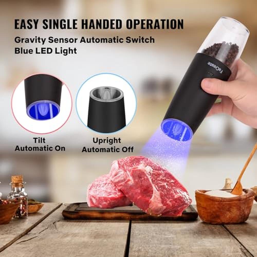 Salt Pepper Grinder: FaCreate Upgraded USB Rechargeable – Close-up Detail