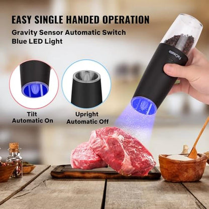 Salt Pepper Grinder: FaCreate Upgraded USB Rechargeable – Close-up Detail