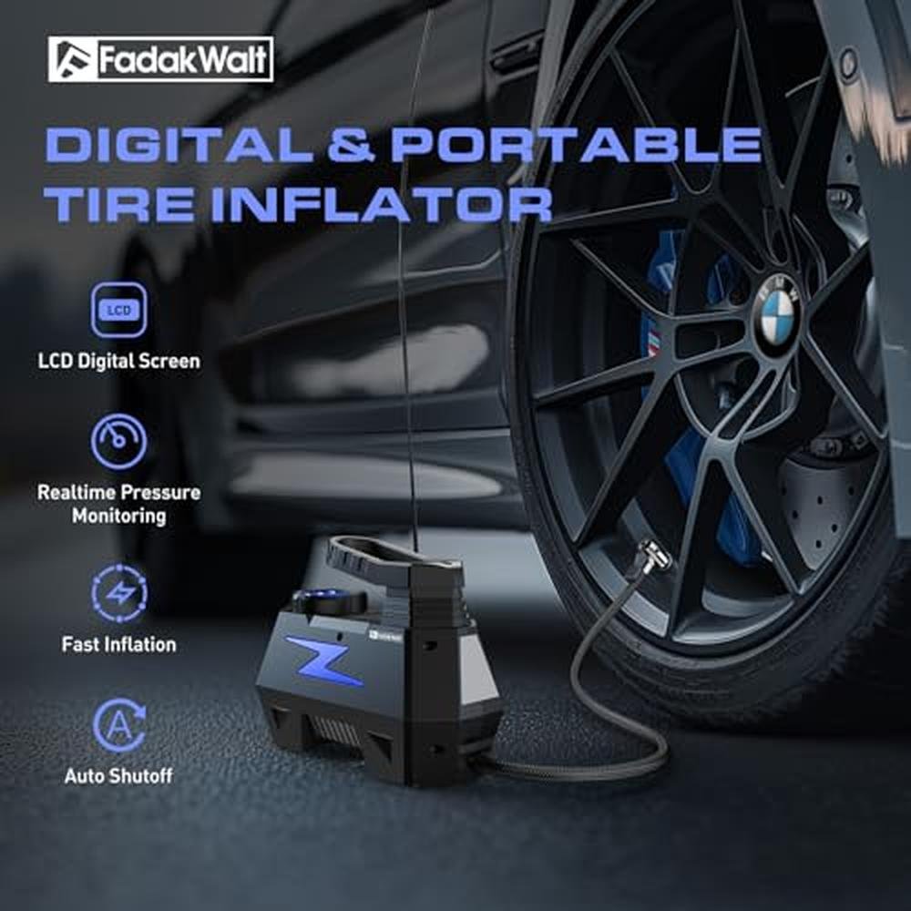 Tire Inflator: FADAKWALT Portable Air Compressor DC 12V – Side View