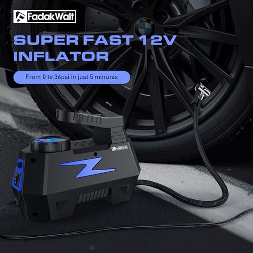 Tire Inflator: FADAKWALT Portable Air Compressor DC 12V – In Use