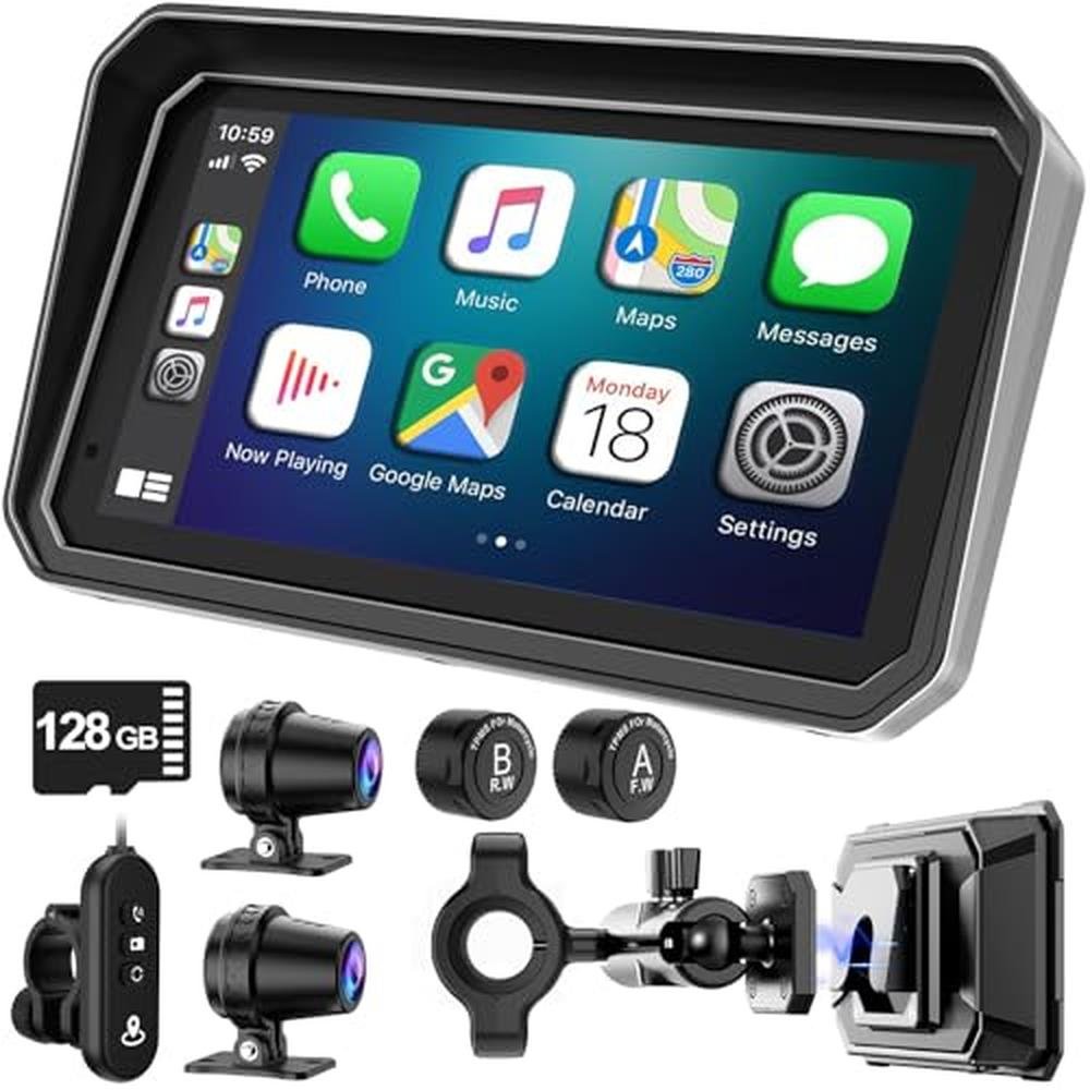 FancyTiger 6 Ultra-Bright Motorcycle Carplay HD Waterproof – Front View