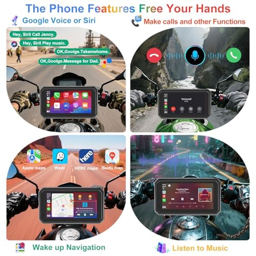 FancyTiger 6 Ultra-Bright Motorcycle Carplay HD Waterproof – Close-up Detail