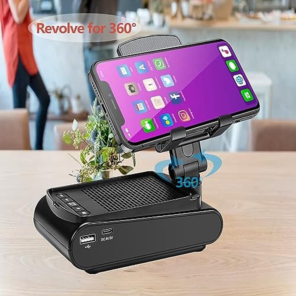 Bluetooth Speaker: Fanlory Gifts for Men Cell Phone Stand – Side View