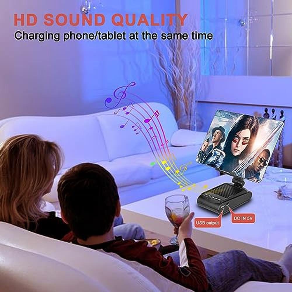 Bluetooth Speaker: Fanlory Gifts for Men Cell Phone Stand – In Use