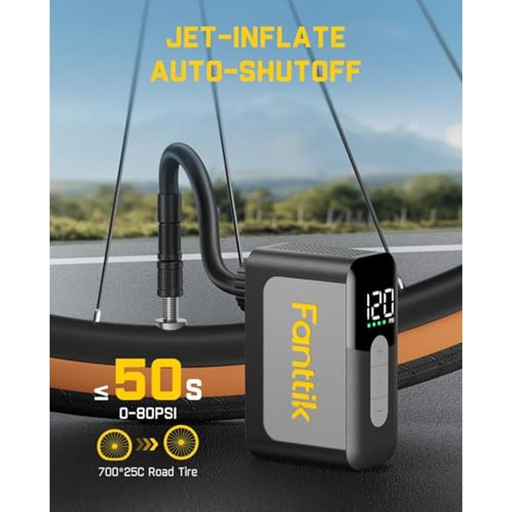 Electric Bike Pump: Fanttik X10 Ace Mini Bike Pump with – Close-up Detail