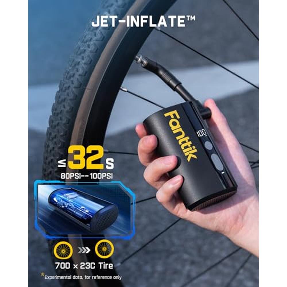 Bike Pump: Fanttik X9 Ace Mini 150PSI Fast Inflate Electric – In Use