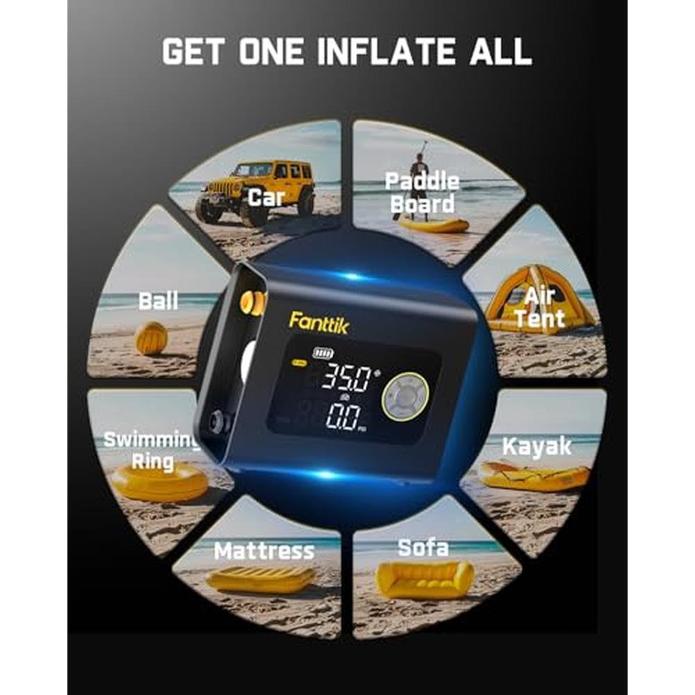 Portable Tire Inflator: Fanttik X9 Cross 4X Paddle Board – Side View