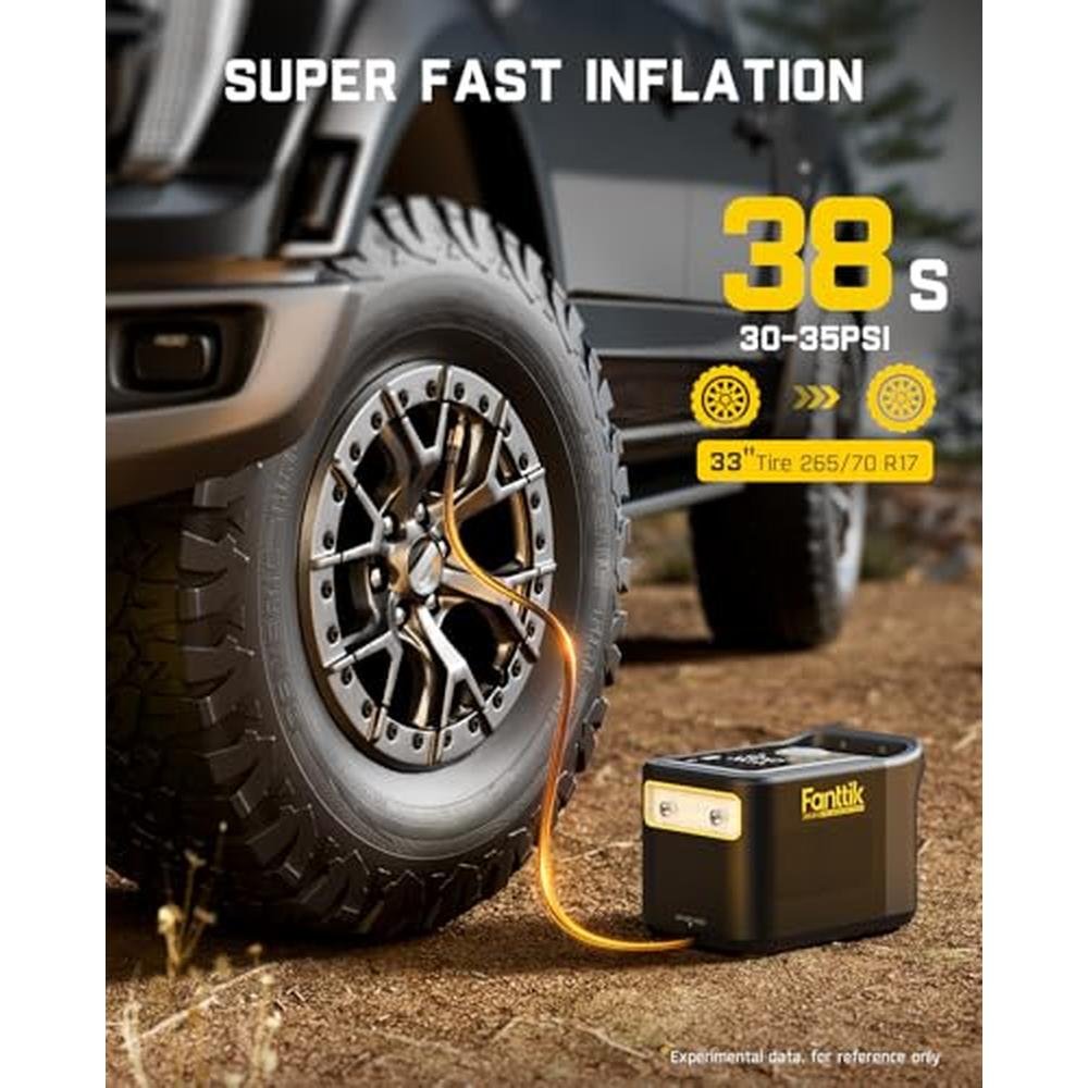 Portable Tire Inflator: Fanttik X9 Ultra 3-in-1 Air Pump – Side View
