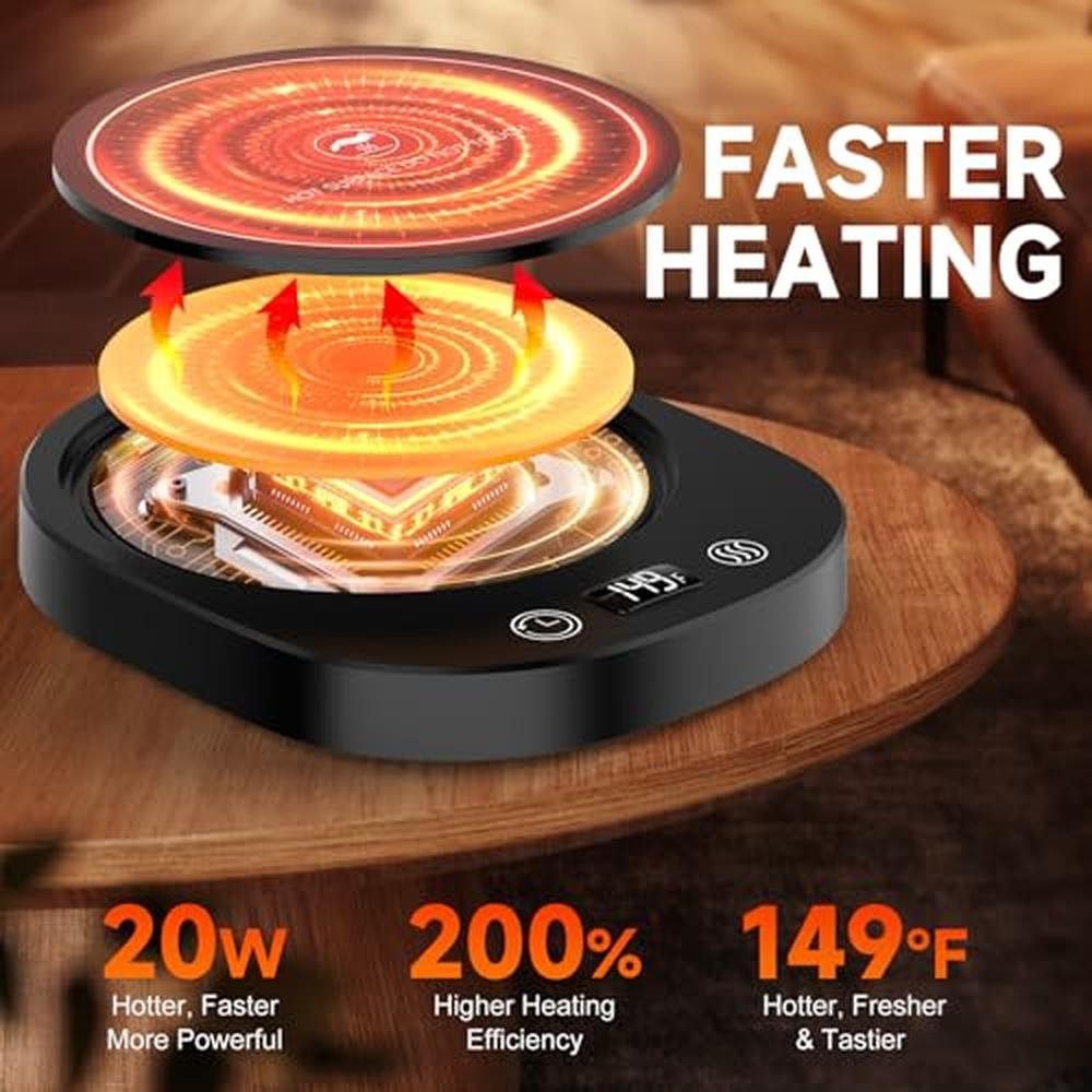 Fast Heating Mug Warmer: LED Display 3 Temperature Settings – Side View
