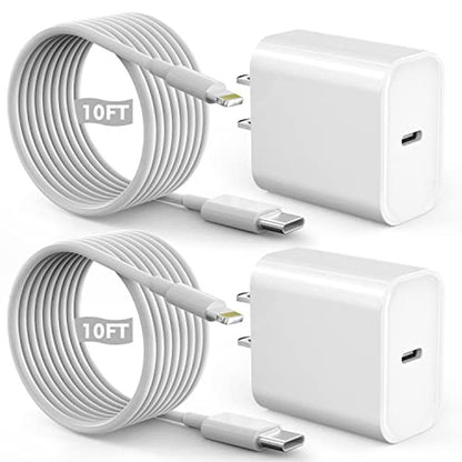 iPhone Charger: Fast 10ft USB-C Wall Charger Phone Charge – Front View