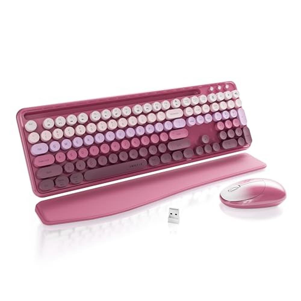 Wireless Keyboard and Mouse: FCPLU xUBOTIE 104-Key QWERTY – Front View