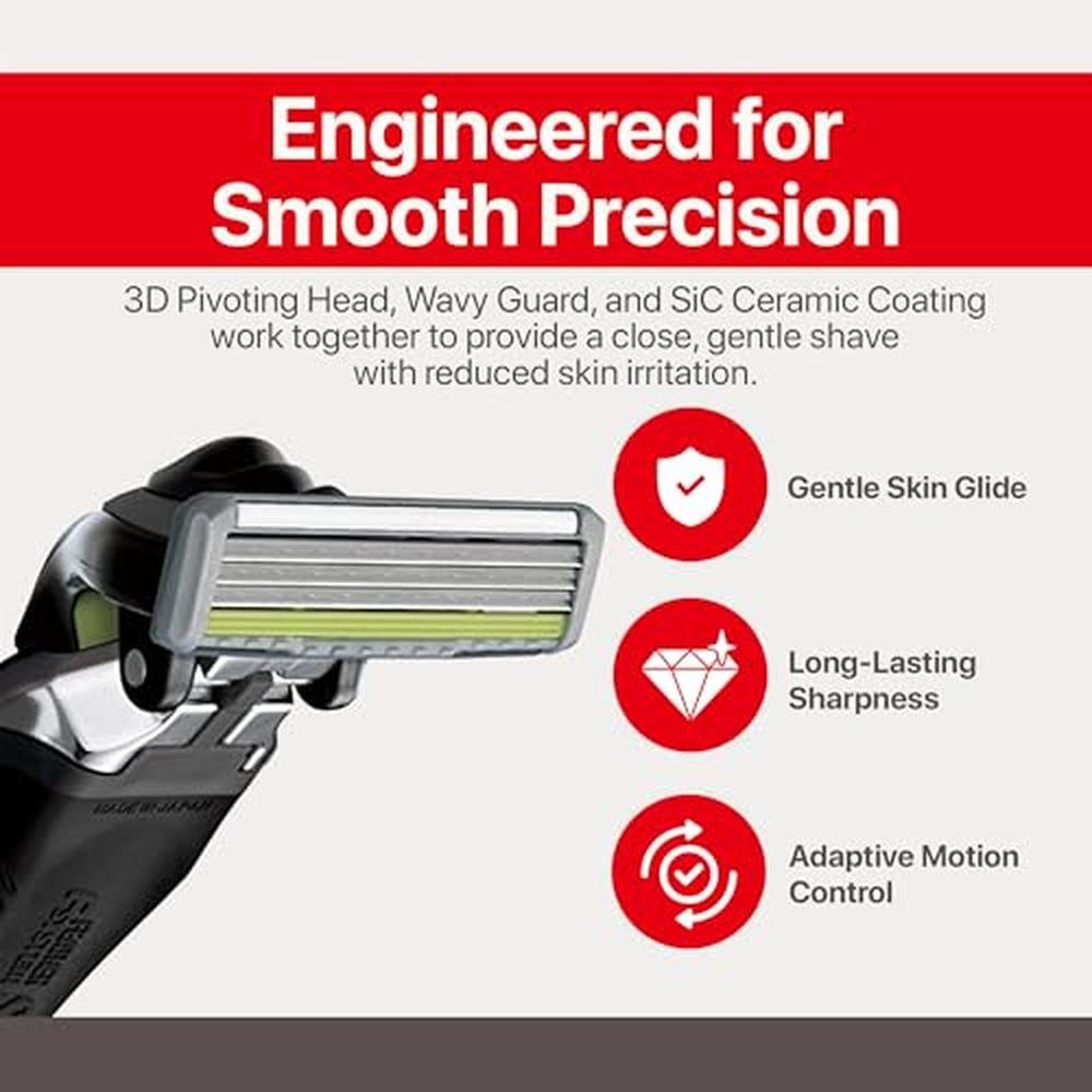 Shaving Razor: Feather F3 Pivoting Head Shaving Razor with – Side View