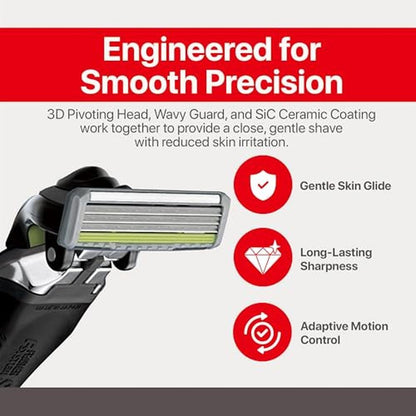 Shaving Razor: Feather F3 Pivoting Head Shaving Razor with – Side View