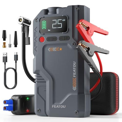 Featou Jump Starter with Air Compressor – Front View