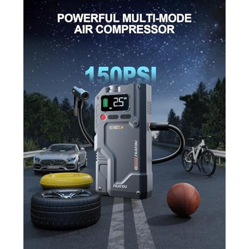 Featou Jump Starter with Air Compressor – In Use