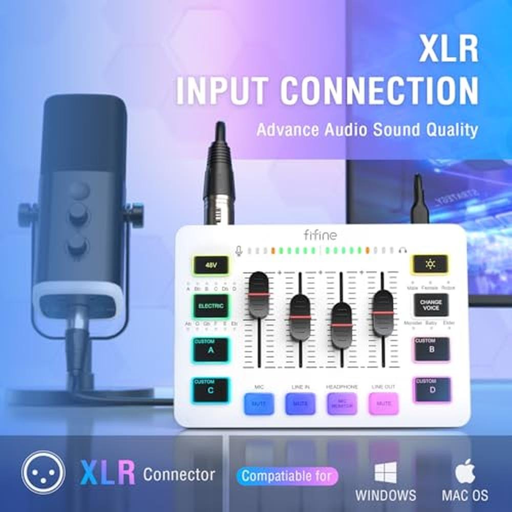 Mixer FIFINE: FIFINE AmplitGame SC3W Professional Audio – Side View