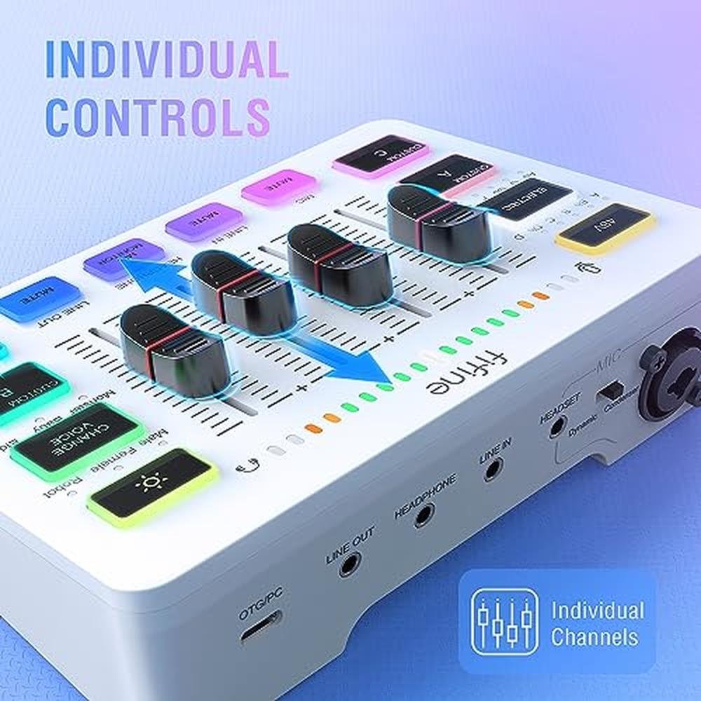Mixer FIFINE: FIFINE AmplitGame SC3W Professional Audio – Close-up Detail