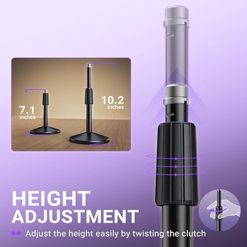 Stand Fifine: FIFINE Desktop Microphone Stand Adjustable – Side View