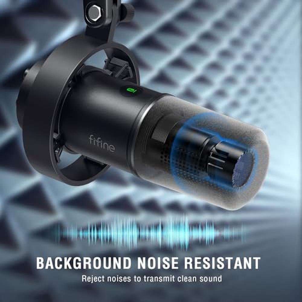 Microphone Boom: FIFINE Dynamic Podcast Microphone Set with – Close-up Detail