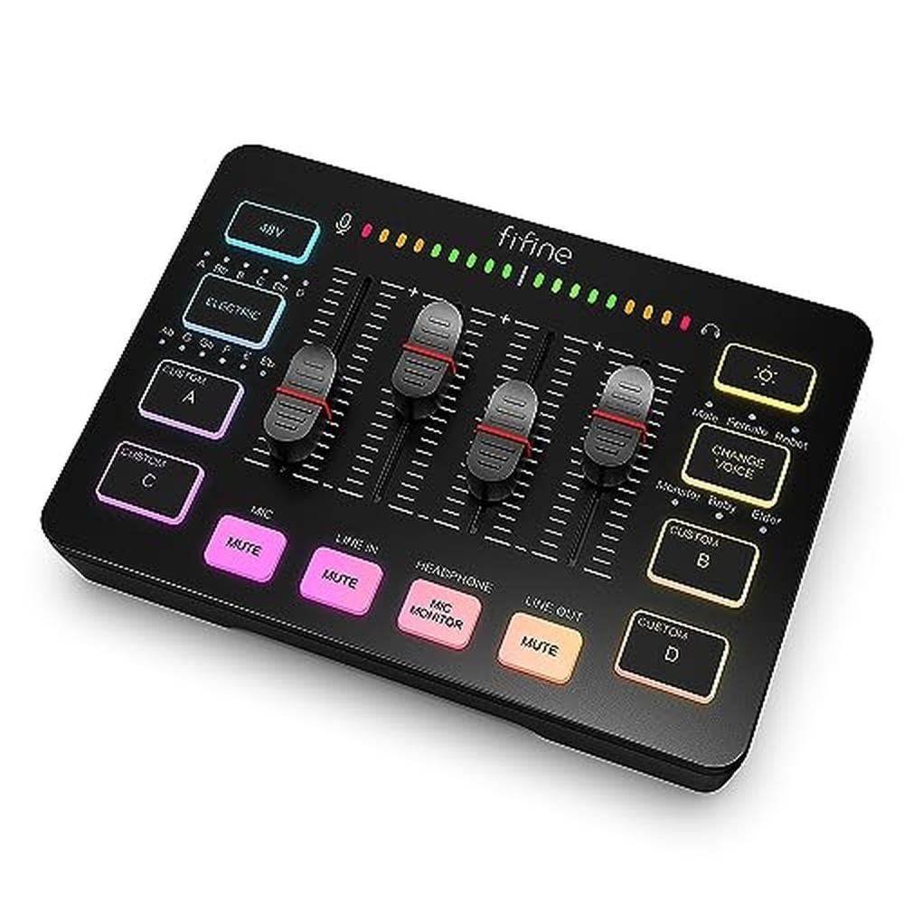 Mixer FIFINE: FIFINE SC3 Gaming Audio Mixer with XLR – Front View