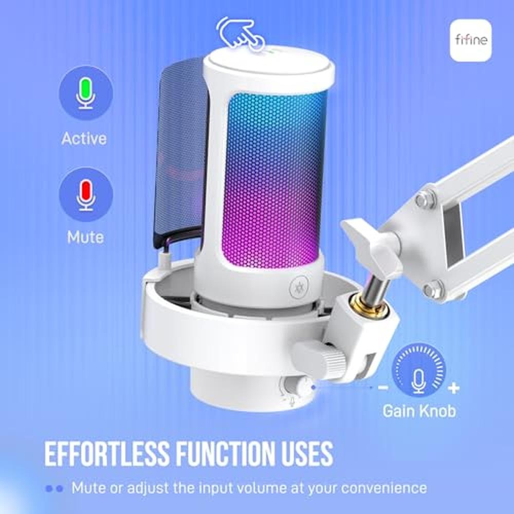 Microphone Fifine: FIFINE Gaming PC USB Microphone Kit – Side View