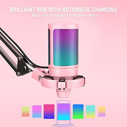 Microphone Fifine: Fifine A6T Pink USB Gaming Microphone Kit – Close-up Detail