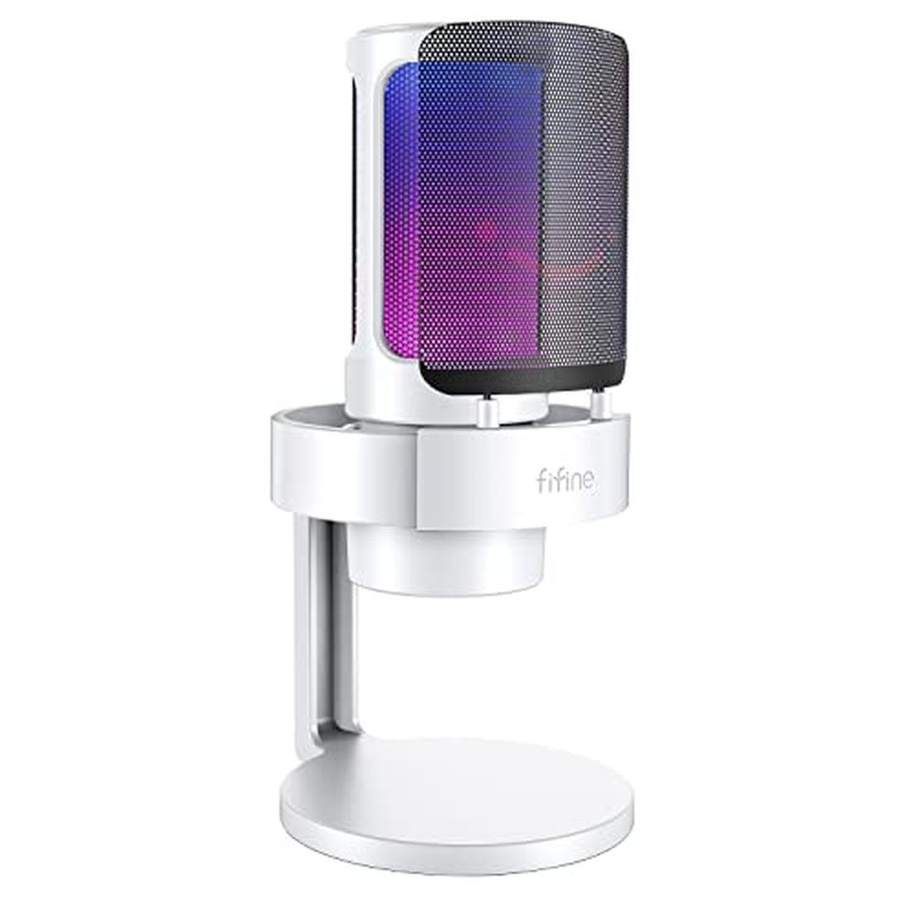 FIFINE Gaming USB PC Computer RGB Microphone for Live – Front View