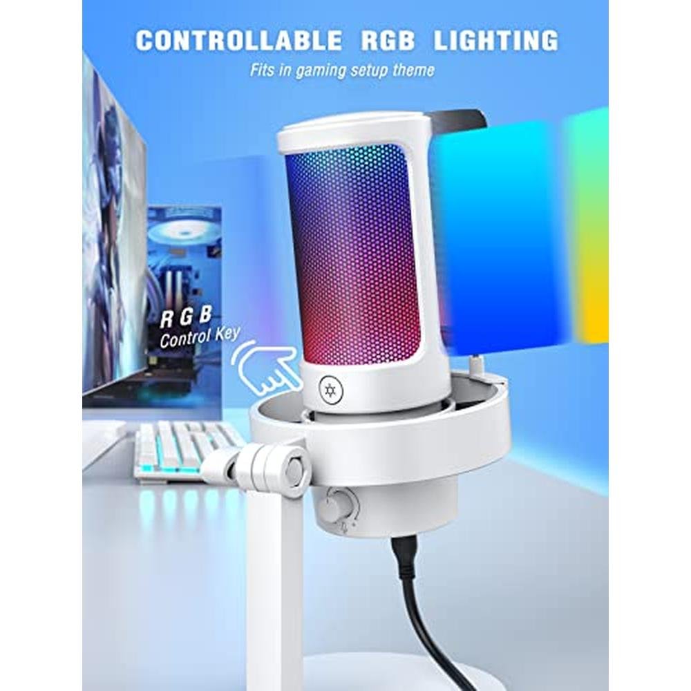FIFINE Gaming USB PC Computer RGB Microphone for Live – Side View