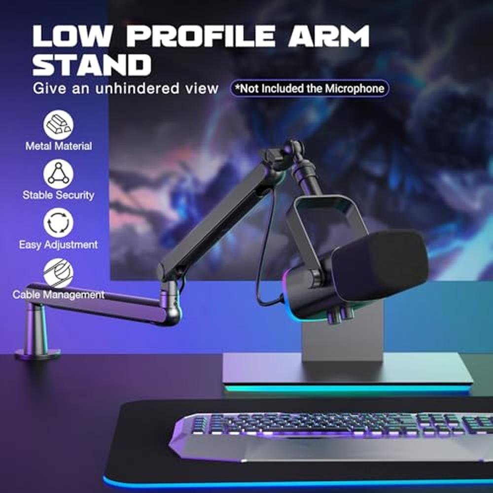 Microphone Arm: Fifine Boom Arm Low Profile Adjustable Stick – Side View