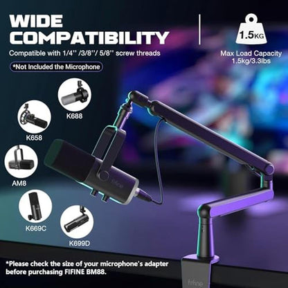 Microphone Arm: Fifine Boom Arm Low Profile Adjustable Stick – In Use