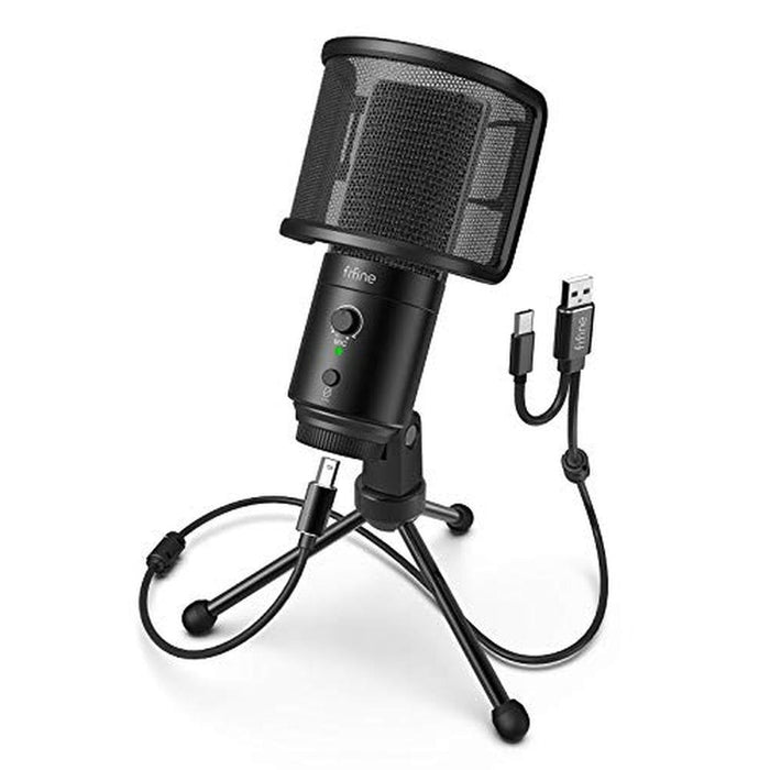 Fifine Desktop: Fifine USB Desktop PC Microphone with Pop – Front View