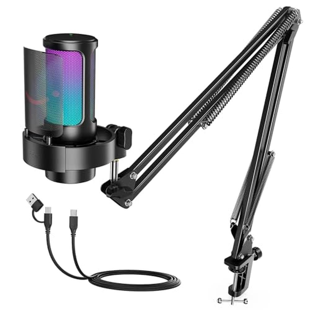 Microphone Fifine: FIFINE USB Gaming Microphone Kit A8T – Front View