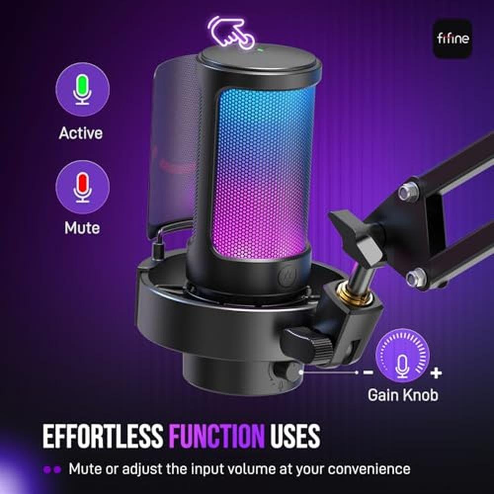Microphone Fifine: FIFINE USB Gaming Microphone Kit A8T – Side View