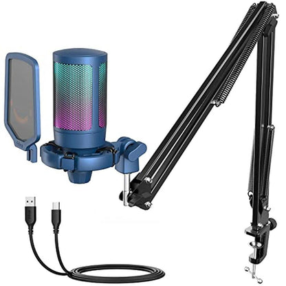FIFINE USB Gaming Streaming Recording PC Microphone Kit – Front View