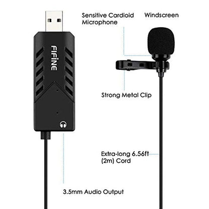 Microphone Fifine: Fifine K053 USB Lavalier Lapel Microphone – Side View