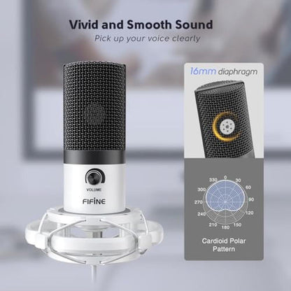 Microphone FIFINE: FIFINE T669 White Studio Condenser – Side View