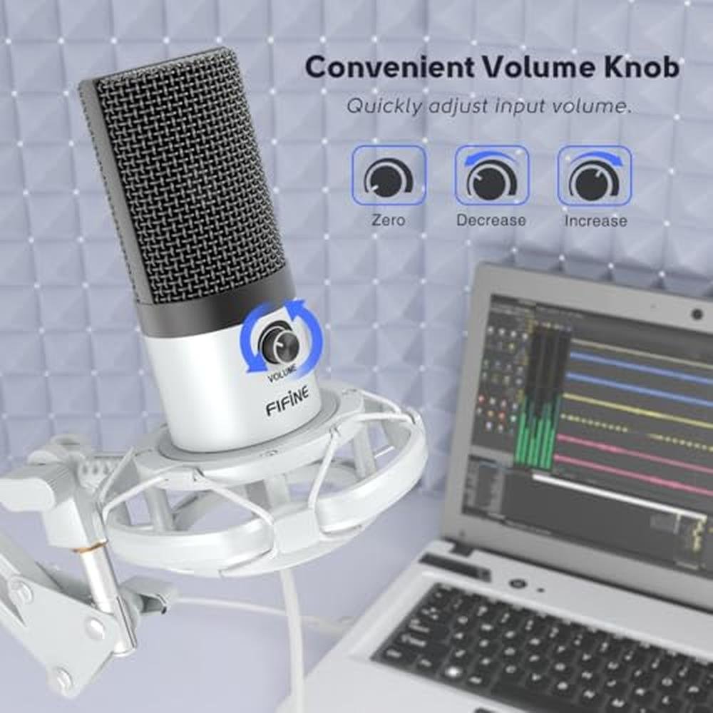 Microphone FIFINE: FIFINE T669 White Studio Condenser – Close-up Detail