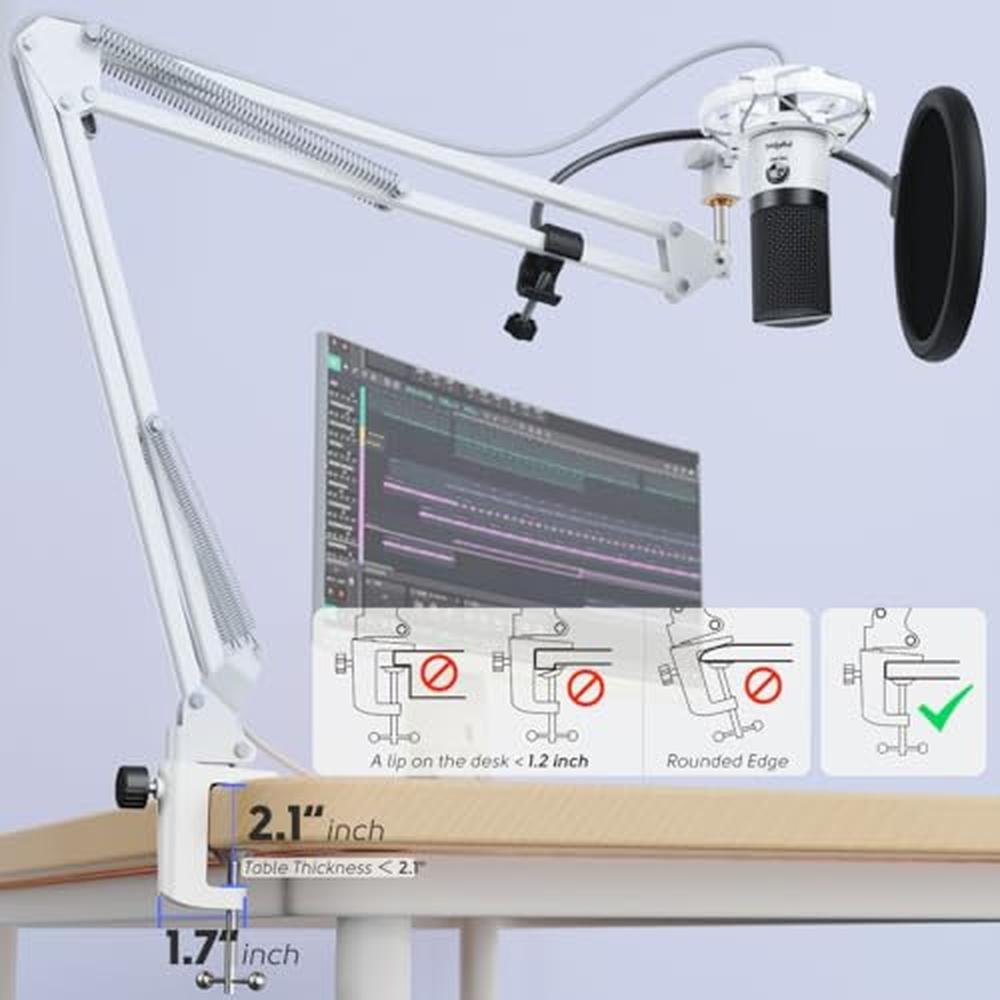 Microphone FIFINE: FIFINE T669 White Studio Condenser – In Use