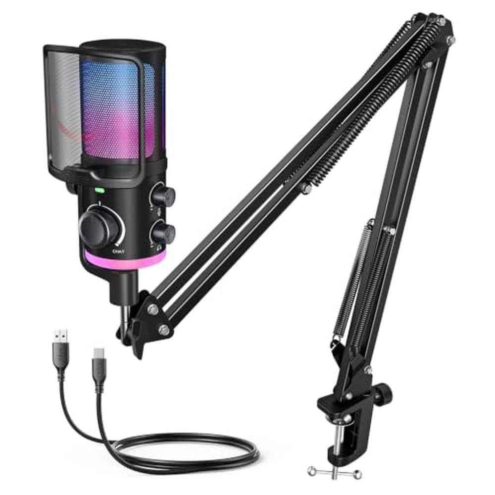 FIFINE USB Streaming Microphone Kit for Gaming – Front View