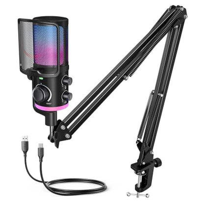 FIFINE USB Streaming Microphone Kit for Gaming – Front View