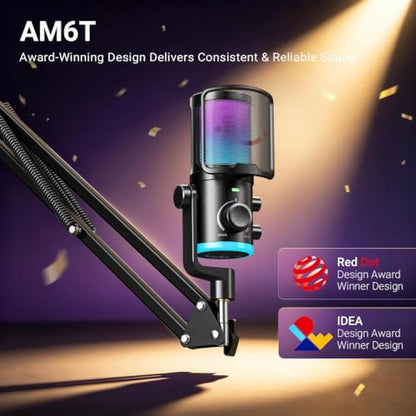 FIFINE USB Streaming Microphone Kit for Gaming – Side View