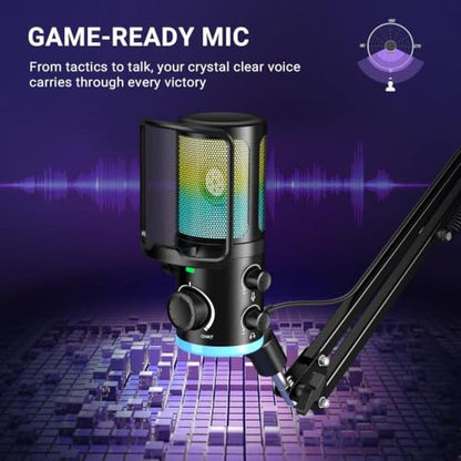 FIFINE USB Streaming Microphone Kit for Gaming – In Use