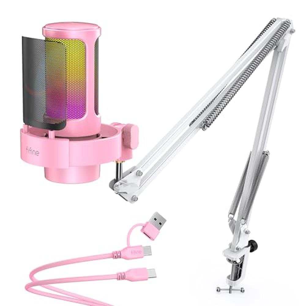 Microphone Podcast: FIFINE USB Streaming Microphone with – Front View