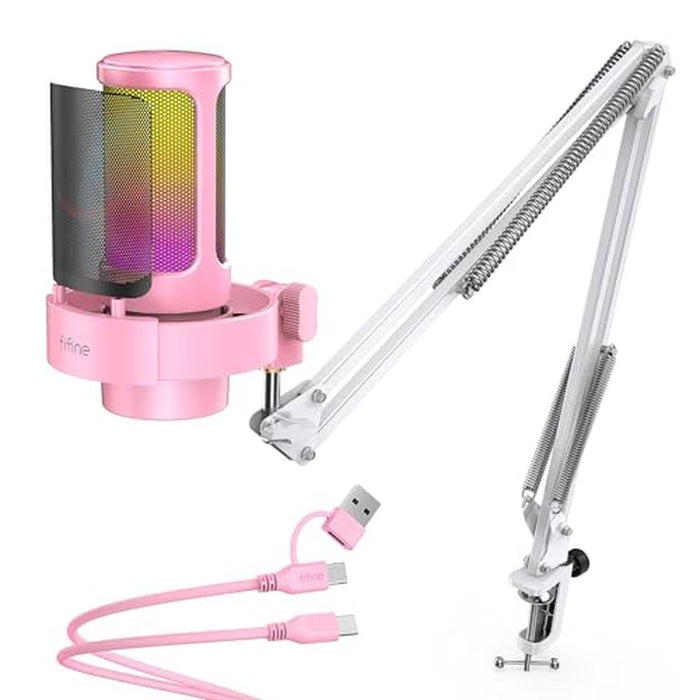Microphone Podcast: FIFINE USB Streaming Microphone with – Front View