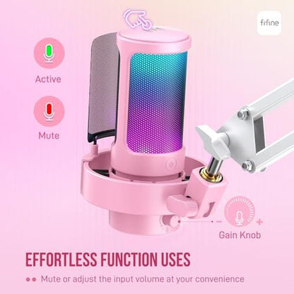 Microphone Podcast: FIFINE USB Streaming Microphone with – Side View