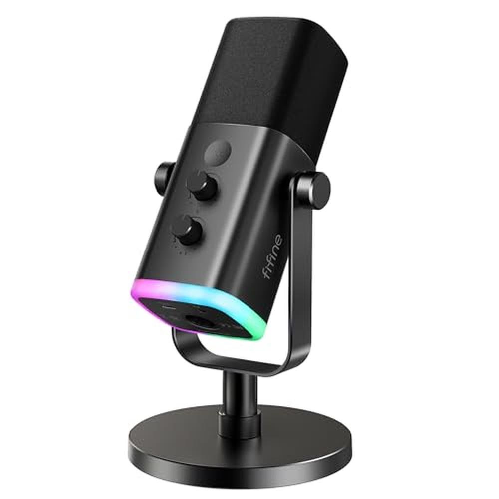 FIFINE USB/XLR Dynamic Microphone for Podcast Recording – Front View