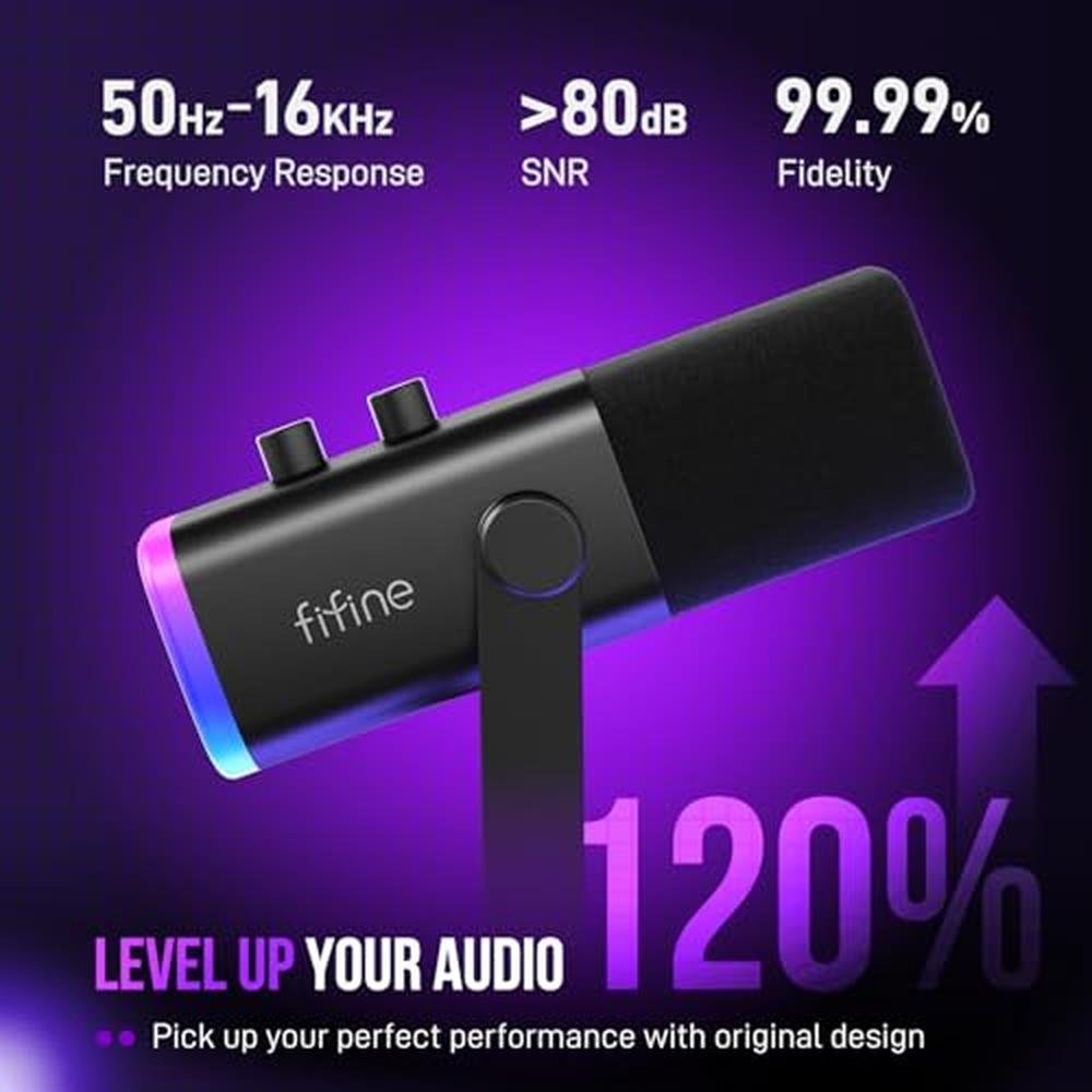 FIFINE USB/XLR Dynamic Microphone for Podcast Recording – Close-up Detail